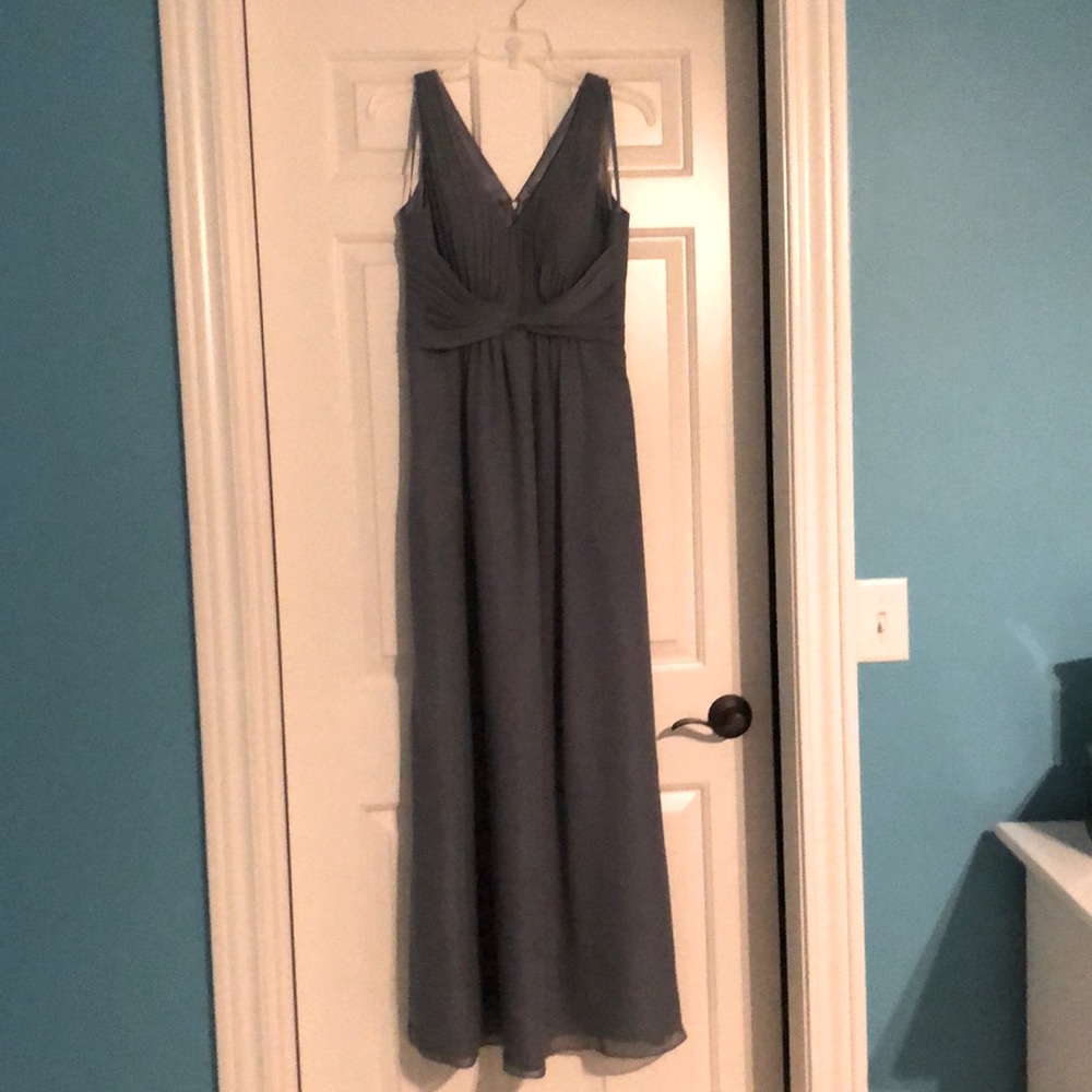 Wedding Way dusty blue / slate v-neck gown